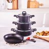 Biogranite Cookware Sets | Karaca Karaca Anna Biogranite 7-Piece Induction Cookware Set, Black