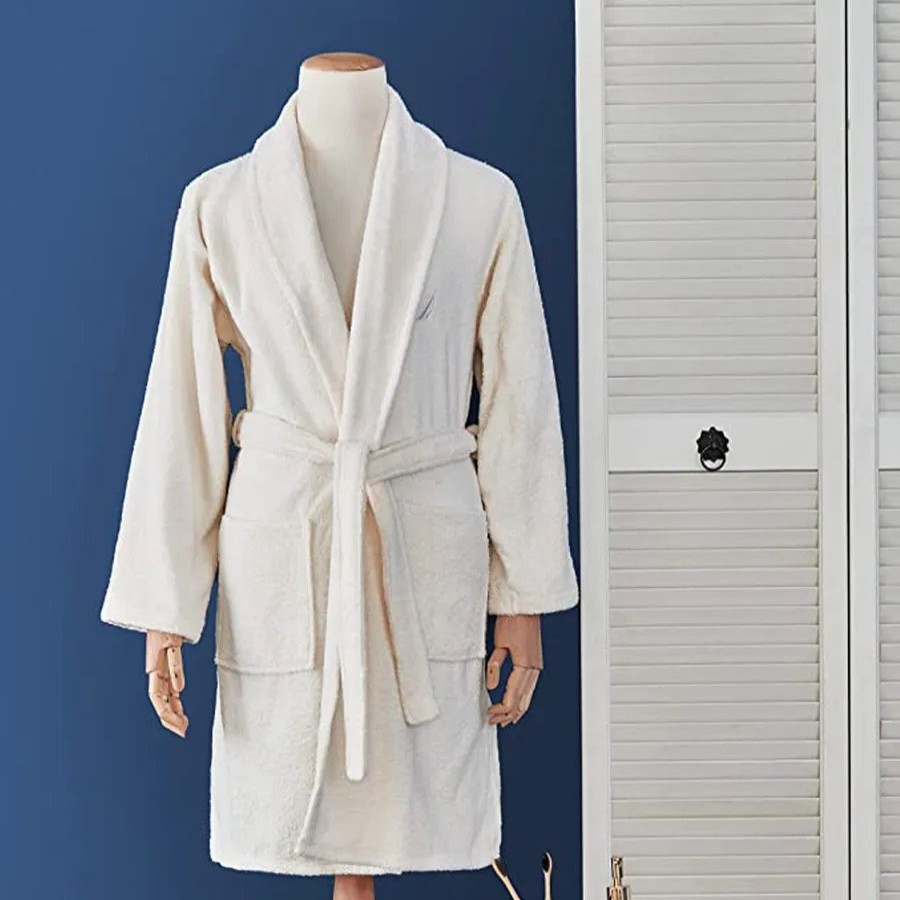 Bathrobes | Nautica Home Nautica Home Crew 100% Turkish Cotton Bathrobe, Small, Ivory