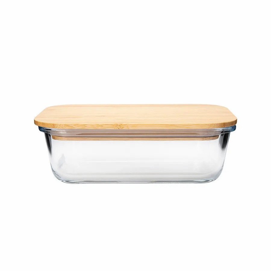 Storage Containers | Karaca Karaca Karya Glass Rectangle Storage Container, 1040Ml, Wood Transparent