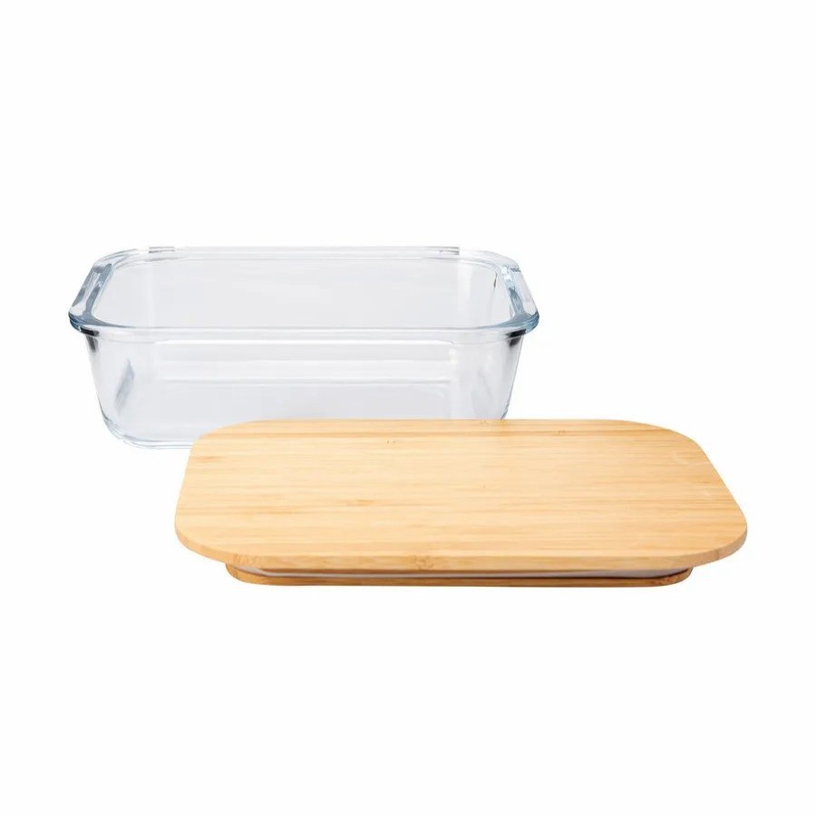 Storage Containers | Karaca Karaca Karya Glass Rectangle Storage Container, 1040Ml, Wood Transparent