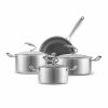 Stainless Steel Cookware Sets | Karaca Karaca 5Ply Powersteel 7-Piece 316+ Stainless Steel Induction Cookware Set, Silver