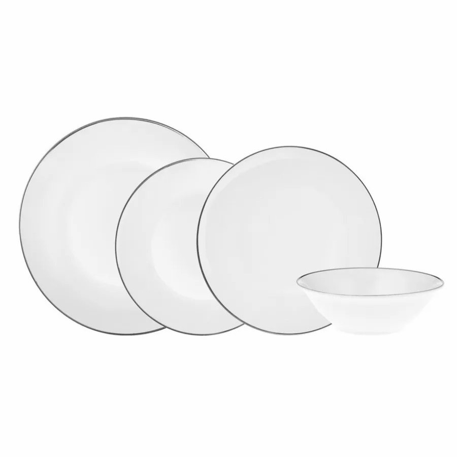 Porcelain Dinner Sets | Karaca Karaca Alicia 24-Piece Porcelain Dinner Set For 6 People, White Platinum