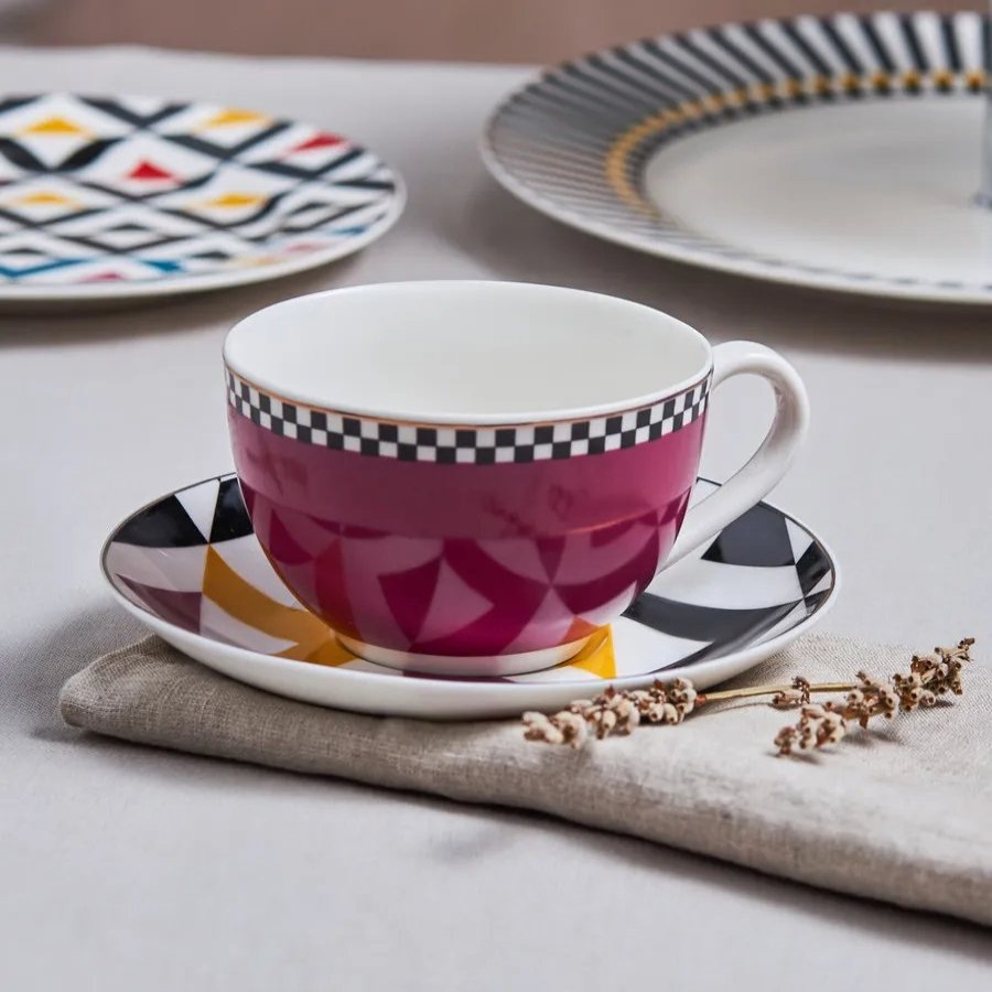 Cups & Saucers | Karaca Karaca Game 2 Piece New Generation Bone Tea Cup And Saucer, 220Ml, Multi