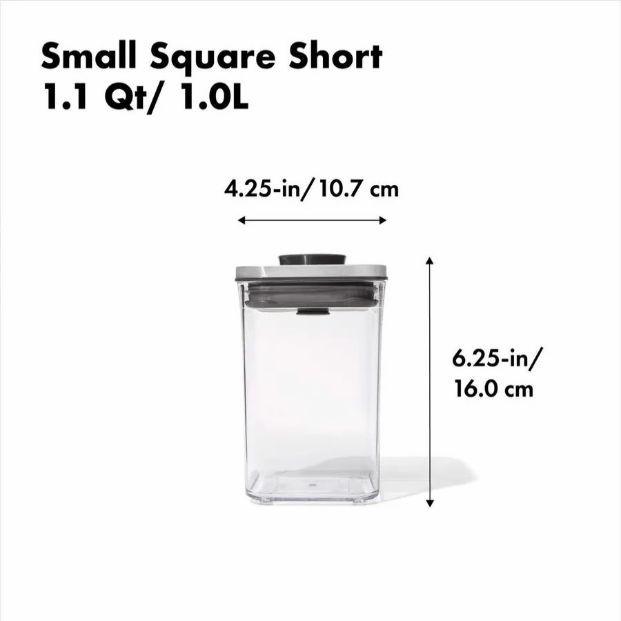 Storage Containers | Oxo Oxo Pop Stainless Steel Lid Container Small Square Short,1L, Grey Transparent