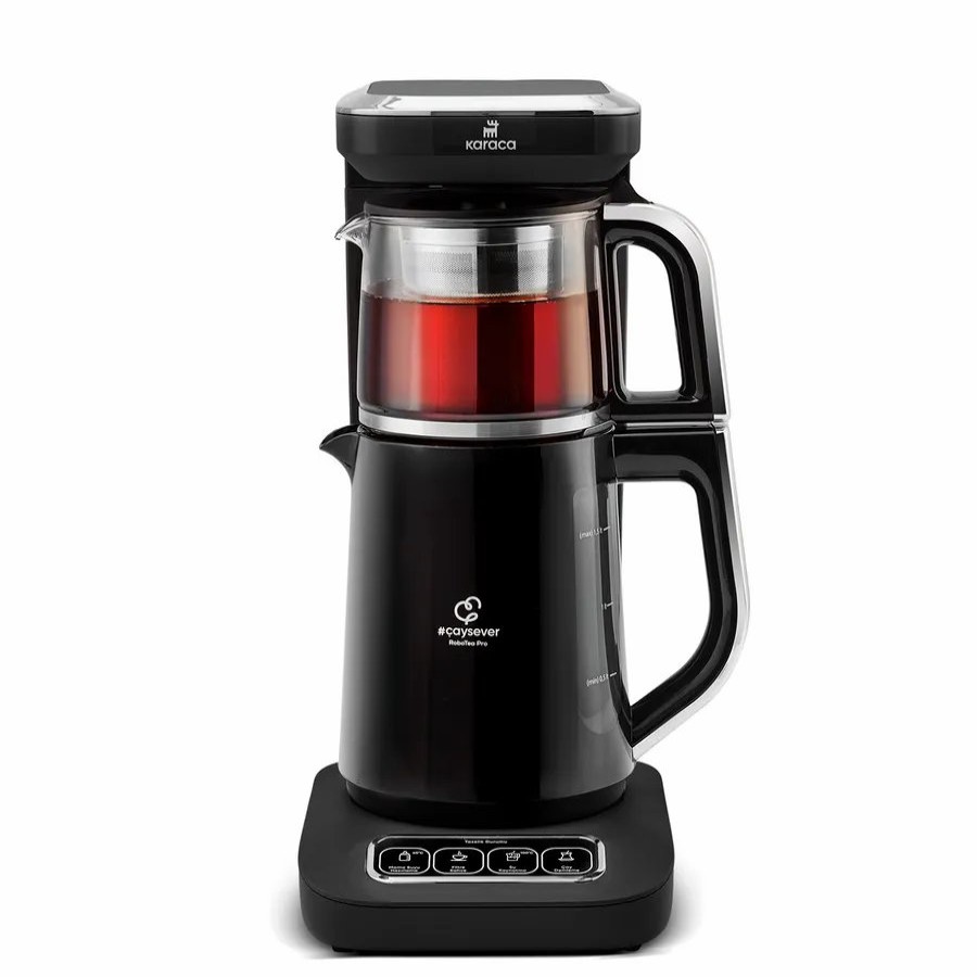 Tea Machines | Karaca Karaca Caysever Robotea Pro 4 In 1 Talking Automatic Tea Maker Kettle And Filter Coffee Maker, 2500W, Black Chrome