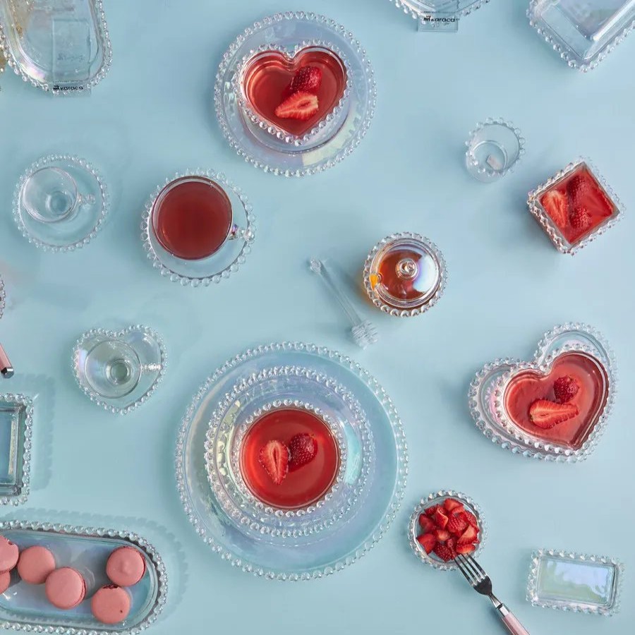 Side Plates | Karaca Karaca Rory Heart Glass Side Plate, 18Cm, Transparent