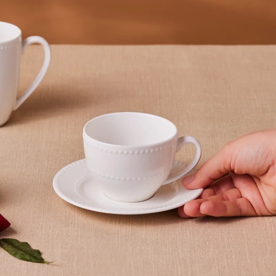 Cups & Saucers | Karaca Karaca Cody New Generation Bone Tea Cup And Saucer, 220Ml, White