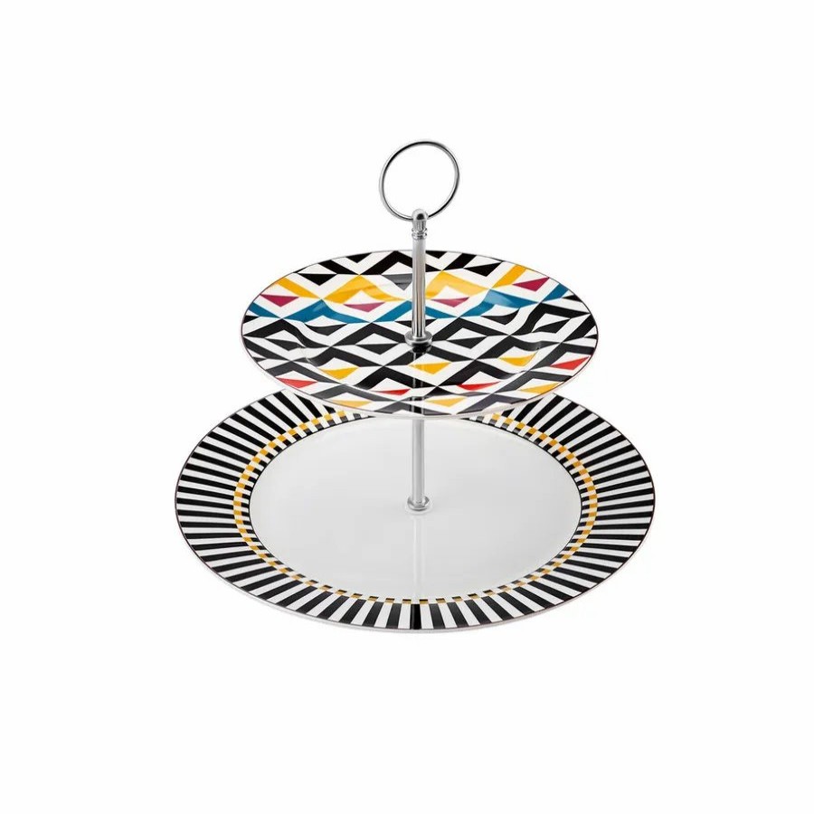 Serving Platters | Karaca Karaca Game Porcelain 2-Tier Cake Stand, 27Cm, Multi