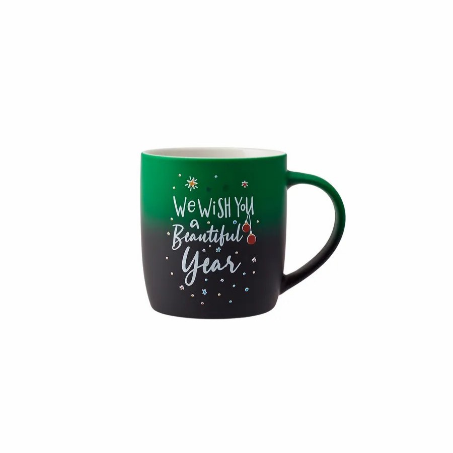 Mugs | Karaca Karaca New Year Christmas Soft Touch Porcelain Mug, 340Ml, Green Multi