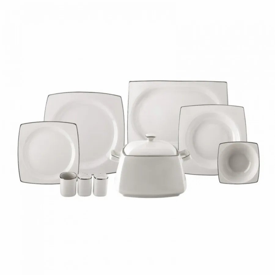 Porcelain Dinner Sets | Karaca Karaca Talia 60-Piece Porcelain Dinner Set For 12 People, White Silver