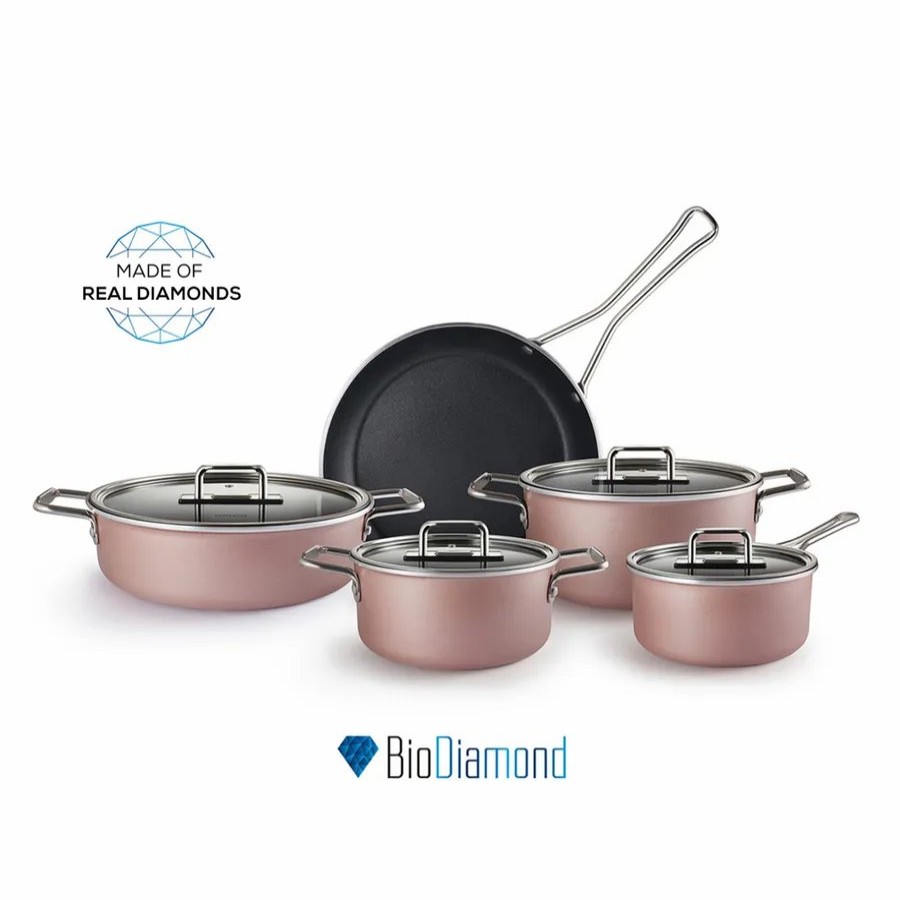 Biodiamond Cookware Sets | Karaca Karaca Mastermaid Biodiamond 9-Piece Cookware Set, Bronzy Silver