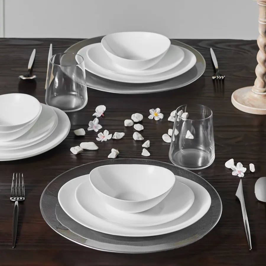 Glass Dinner Sets | Karaca Karaca White Pure 12-Piece Opal Glass Dinner Set For 4 People, White