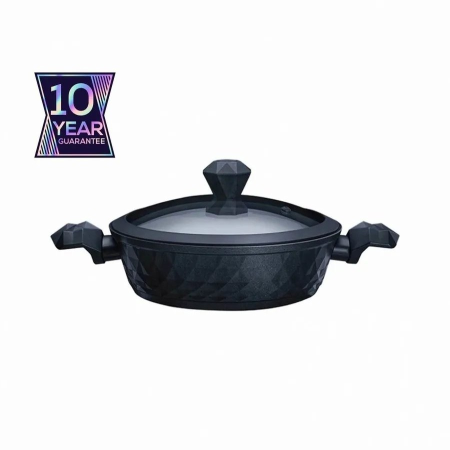 Pots | Karaca Karaca Biodiamond Non-Stick Antibacterial Handle Induction Shallow Casserole With Lid, 30Cm, Black