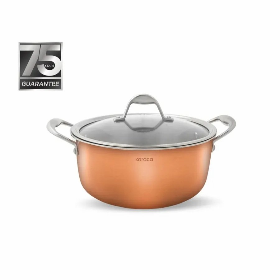 Pots | Karaca Karaca 3Ply Powersteel Copper Stockpot With Lid, 2.6L, Copper