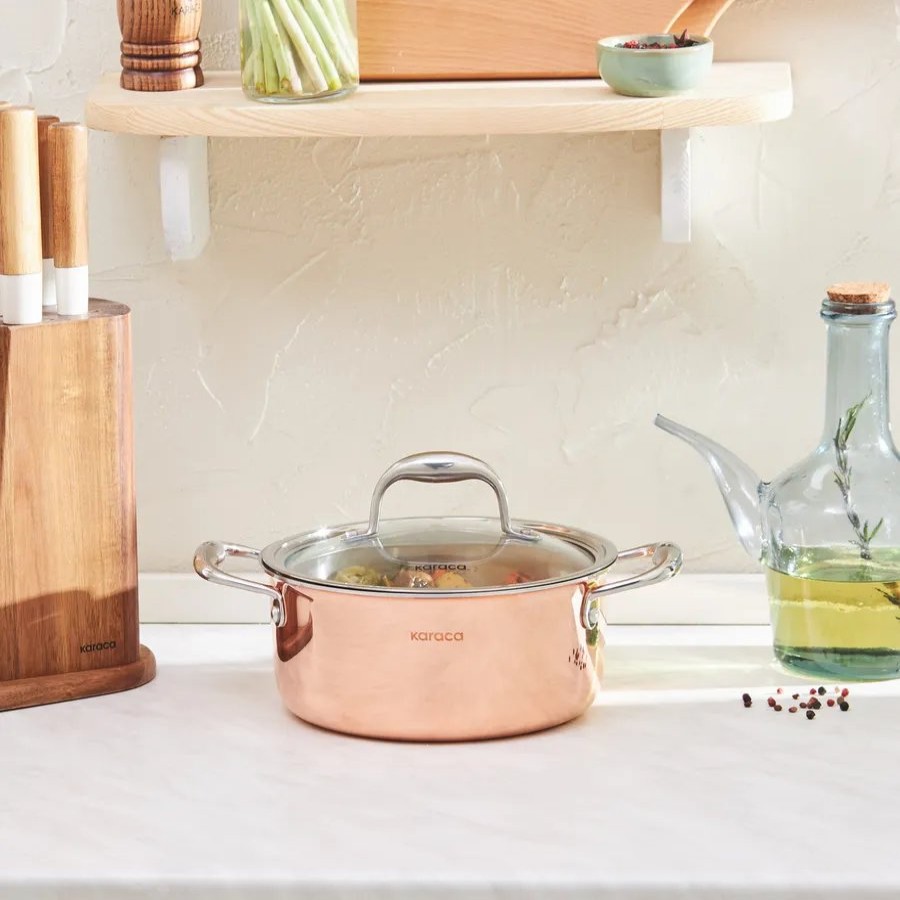 Pots | Karaca Karaca 3Ply Powersteel Copper Stockpot With Lid, 2.6L, Copper