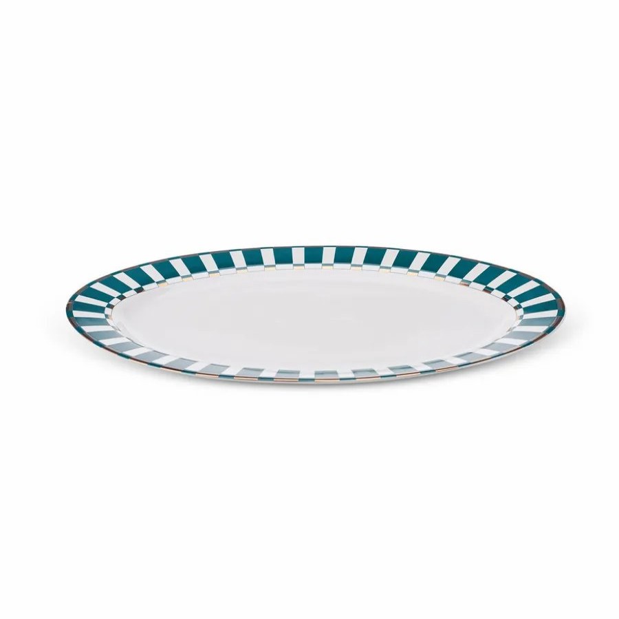 Serving Platters | Karaca Karaca Aries Porcelain Serving Platter, 36Cm, Green Multi