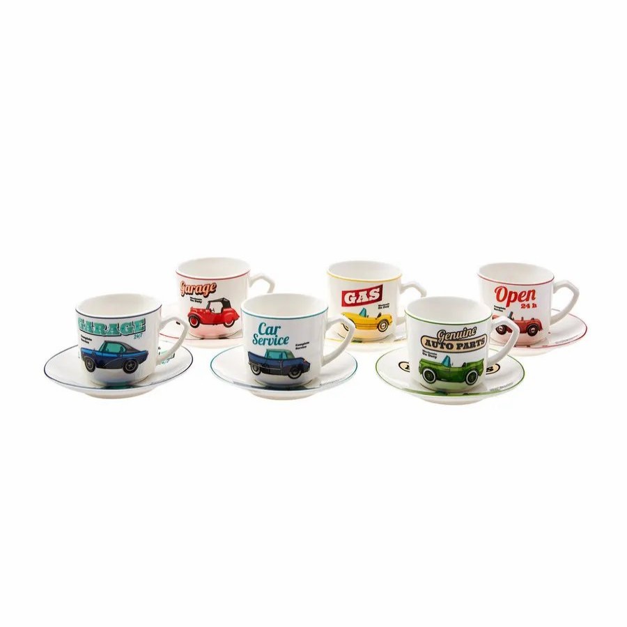 Espresso&Turkish Coffee Cup Sets | Karaca Karaca Cars 12 Piece Porcelain Turkish Coffee Cup Set For 6 People, 80Ml, Multi