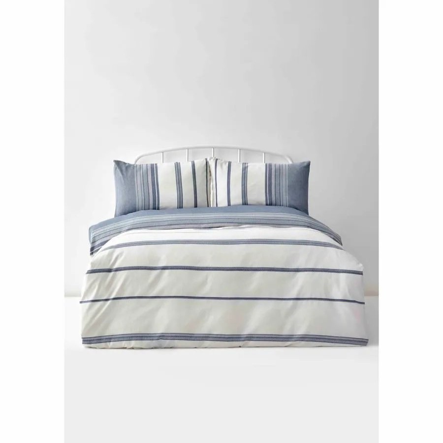 Duvet Cover Sets | Karaca Home Karaca Home Dobby Woven 100% Turkish Cotton Duvet Cover Set, Double, White Indigo