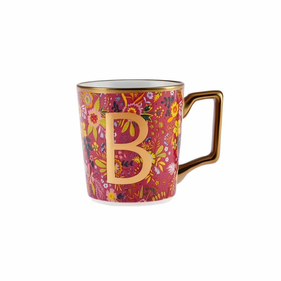 Mugs | Karaca Karaca Flower Porcelain Letter B Mug, 350Ml, Multi