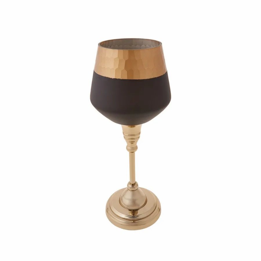 Candle Holder | Karaca Karaca Lucca Tealight Candlestick, 26.75Cm, Black Gold