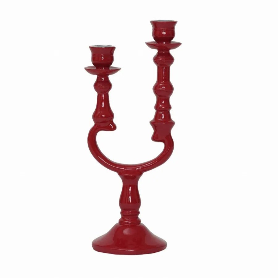 Candle Holder | Karaca Home Karaca Home Pop-Art 2 Arm Candlestick, 12.7Cmx10Cmx28.5Cm, Red