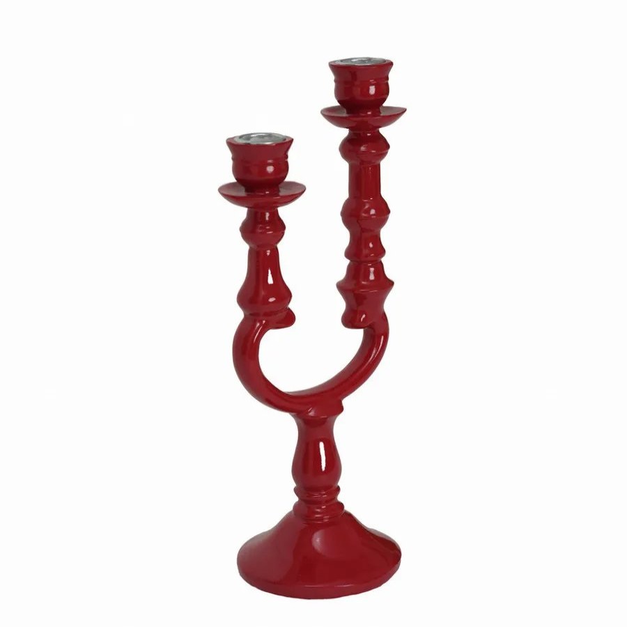 Candle Holder | Karaca Home Karaca Home Pop-Art 2 Arm Candlestick, 12.7Cmx10Cmx28.5Cm, Red