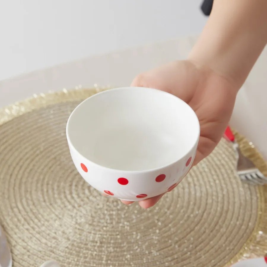 Bowls | Karaca Karaca Polka Dot Porcelain Snack Bowl, 11Cm, White Multi