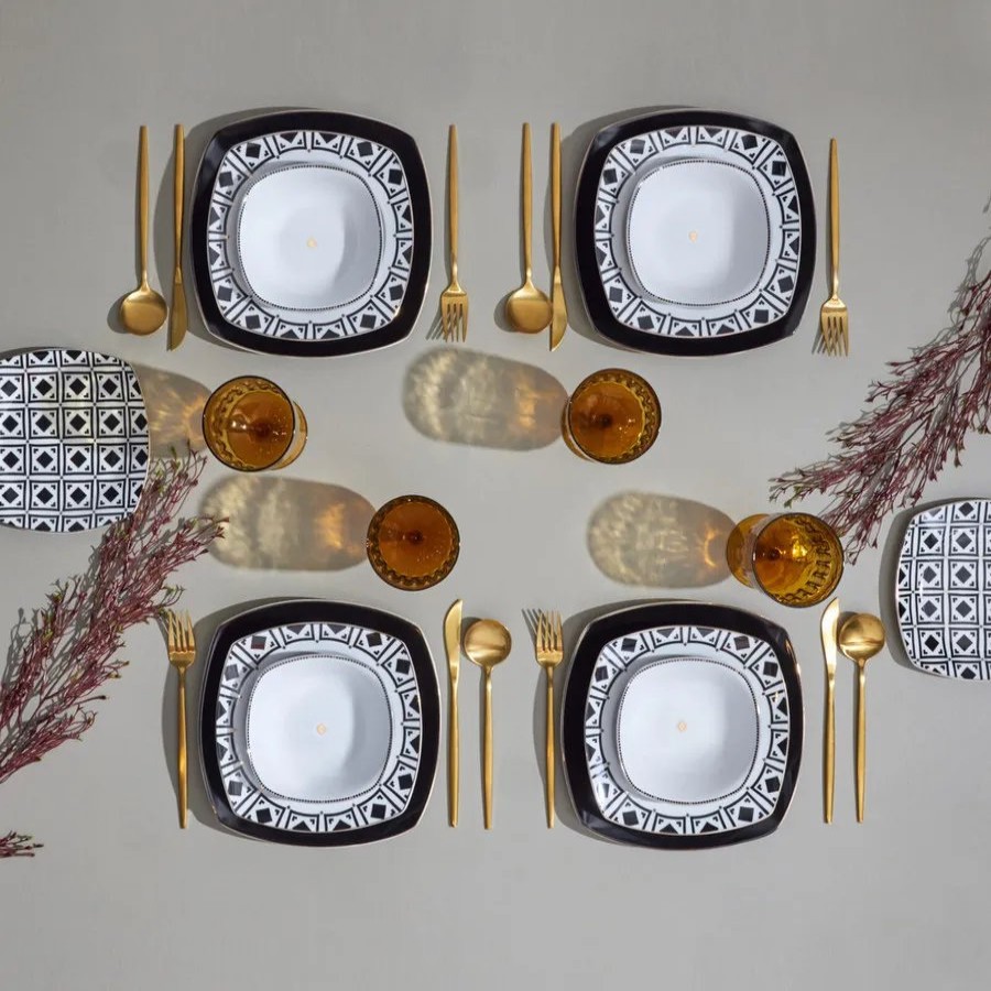 Porcelain Dinner Sets | Karaca Karaca Monochrome 24-Piece Porcelain Dinner Set For 6 People, Multi