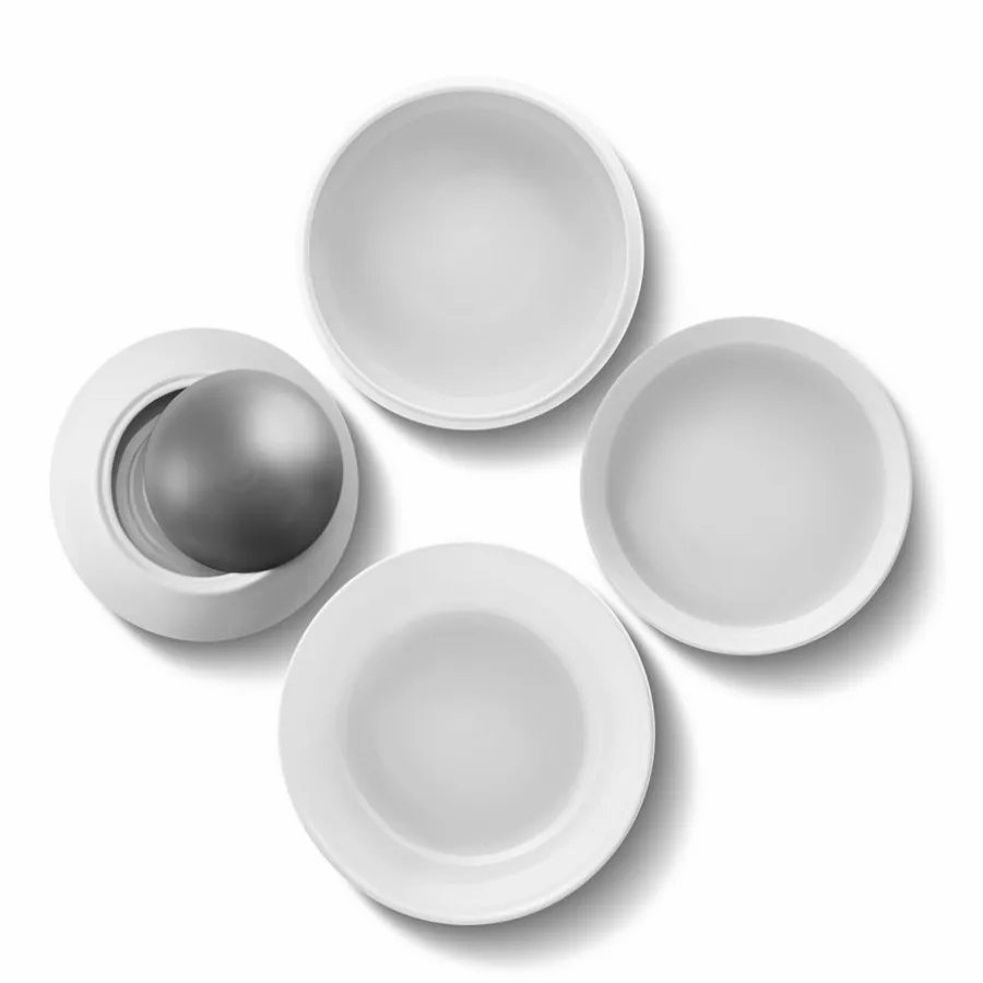 Bowls | Karaca Karaca X Sariyer Design Sphere 4 Piece Porcelain Snack Bowl With Lid, Silver White