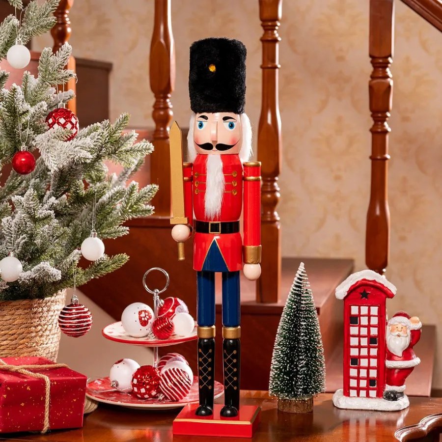 Ornaments | Karaca Home Karaca New Year Christmas Nutcracker With Sword Figure, 60Cm, Red Multi