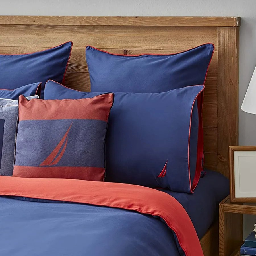 Duvet Cover Sets | Nautica Home Nautica Creek 100% Turkish Cotton Duvet Cover Set, Double, 200Cmx200Cm, Navy Blue Red