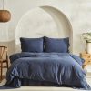 Duvet Cover Sets | Karaca Home Karaca Home 4 Elements 100% Turkish Cotton Duvet Cover Set With Bed Sheet, Double, Navy Blue