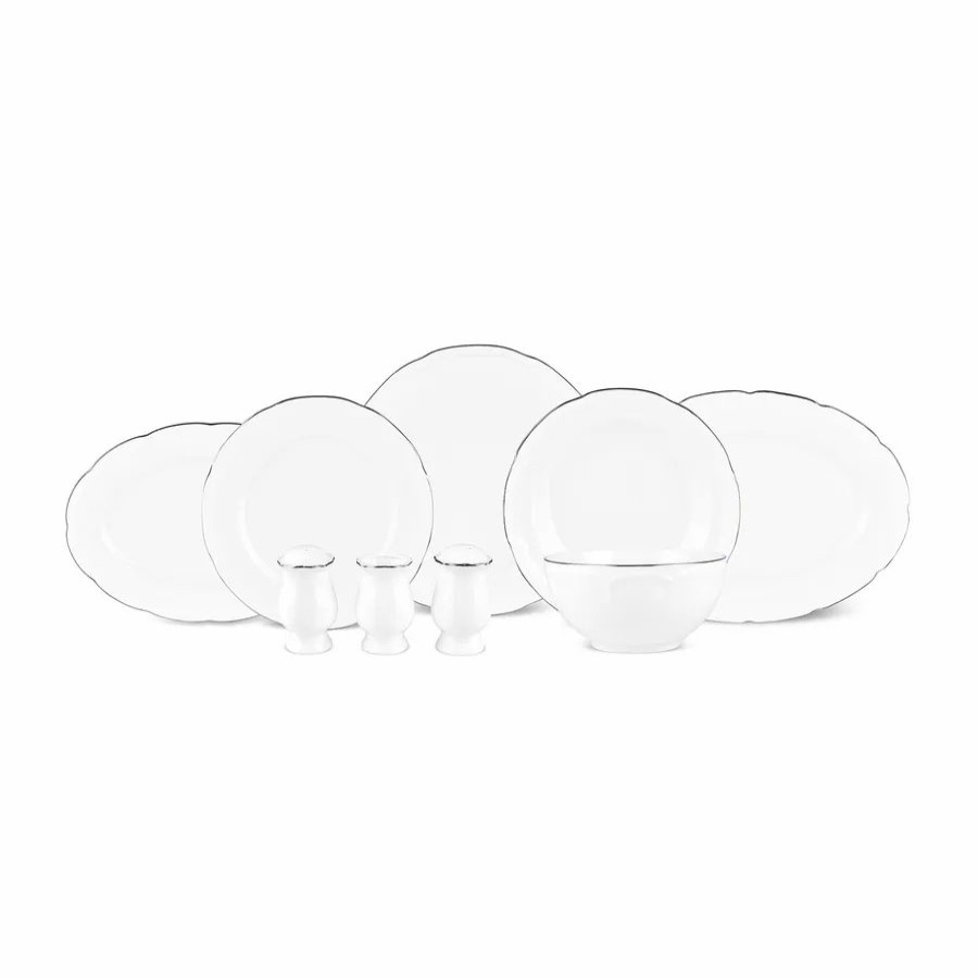 New Generation Bone China Dinner Sets | Karaca Karaca Tobias 56-Piece New Generation Bone China Dinner Set For 12 People, White