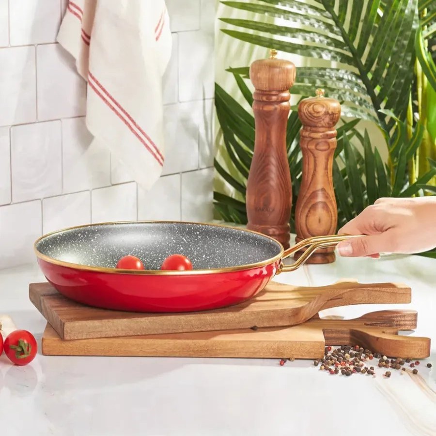 Pans | Karaca Karaca Troy Enamel Induction Frying Pan, 26Cm, Red Gold