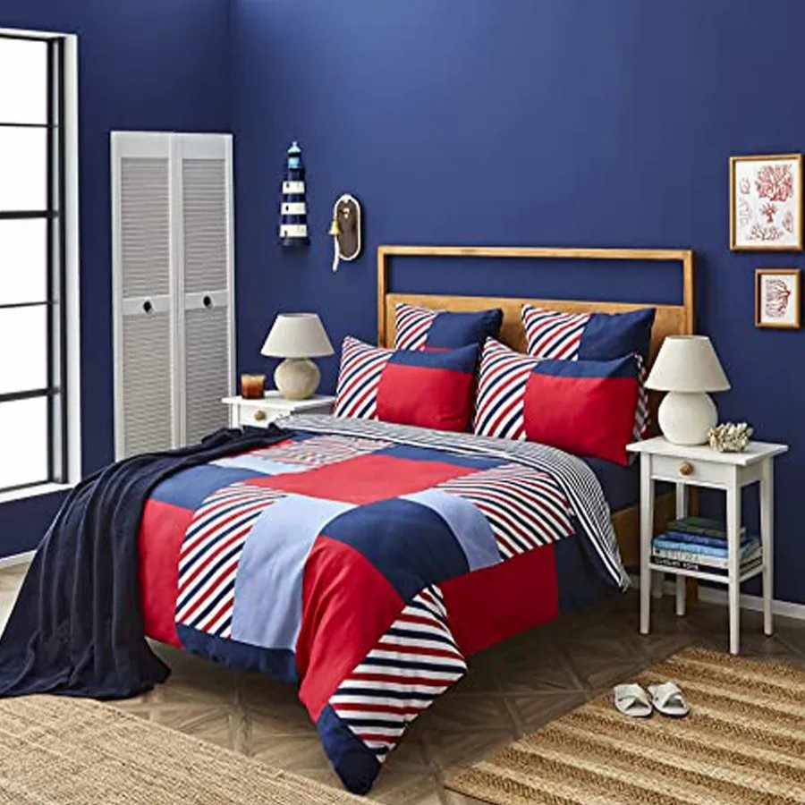 Duvet Cover Sets | Nautica Home Nautica Morris 100% Turkish Cotton Duvet Cover Set, Super King, 260Cmx220Cm, Navy Blue Multi