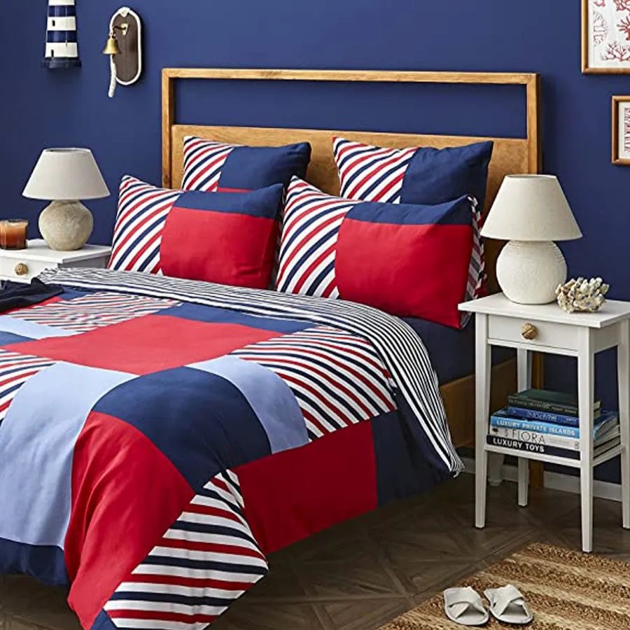 Duvet Cover Sets | Nautica Home Nautica Morris 100% Turkish Cotton Duvet Cover Set, Super King, 260Cmx220Cm, Navy Blue Multi