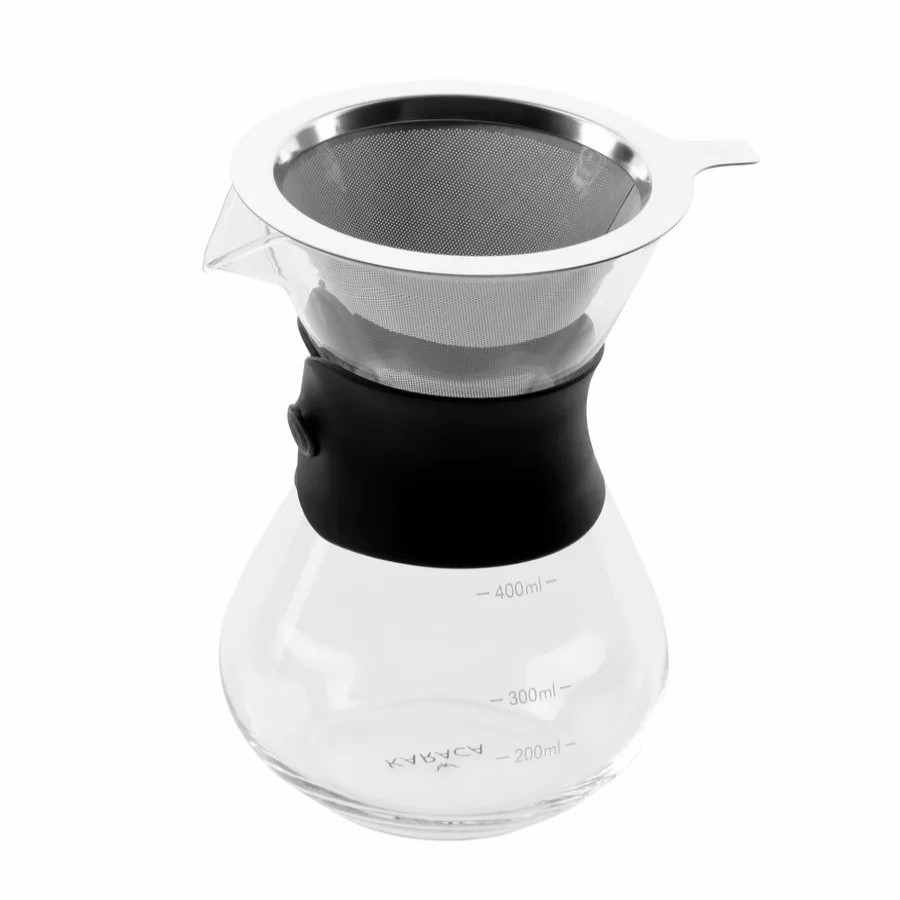 Cafetieres | Karaca Karaca Borosilicate Glass Pour Over Coffee Maker, 400Ml, Black Silver Transparent