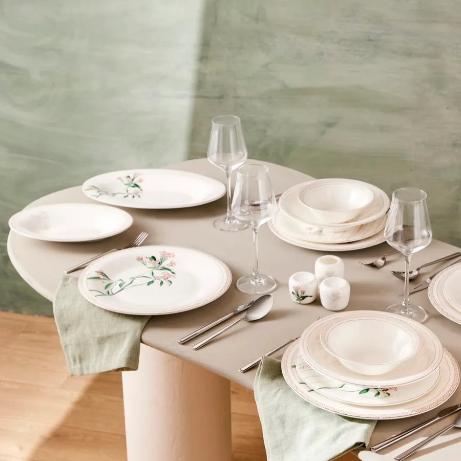 Fine Pearl Dinner Sets | Karaca Karaca Fine Pearl Meadow 58-Piece Dinner Set For 12 People, Multi