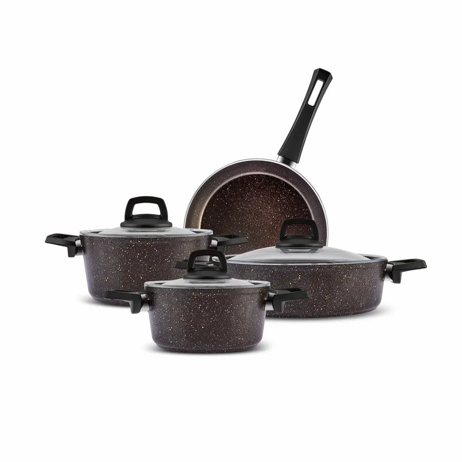 Induction Cookware | Karaca Karaca Biogranite Black Gold 7-Piece Induction Cookware Set, Black Gold