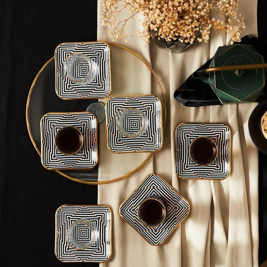 Turkish Tea Sets | Karaca Karaca Black Noir 12 Piece Glass Turkish Tea ...