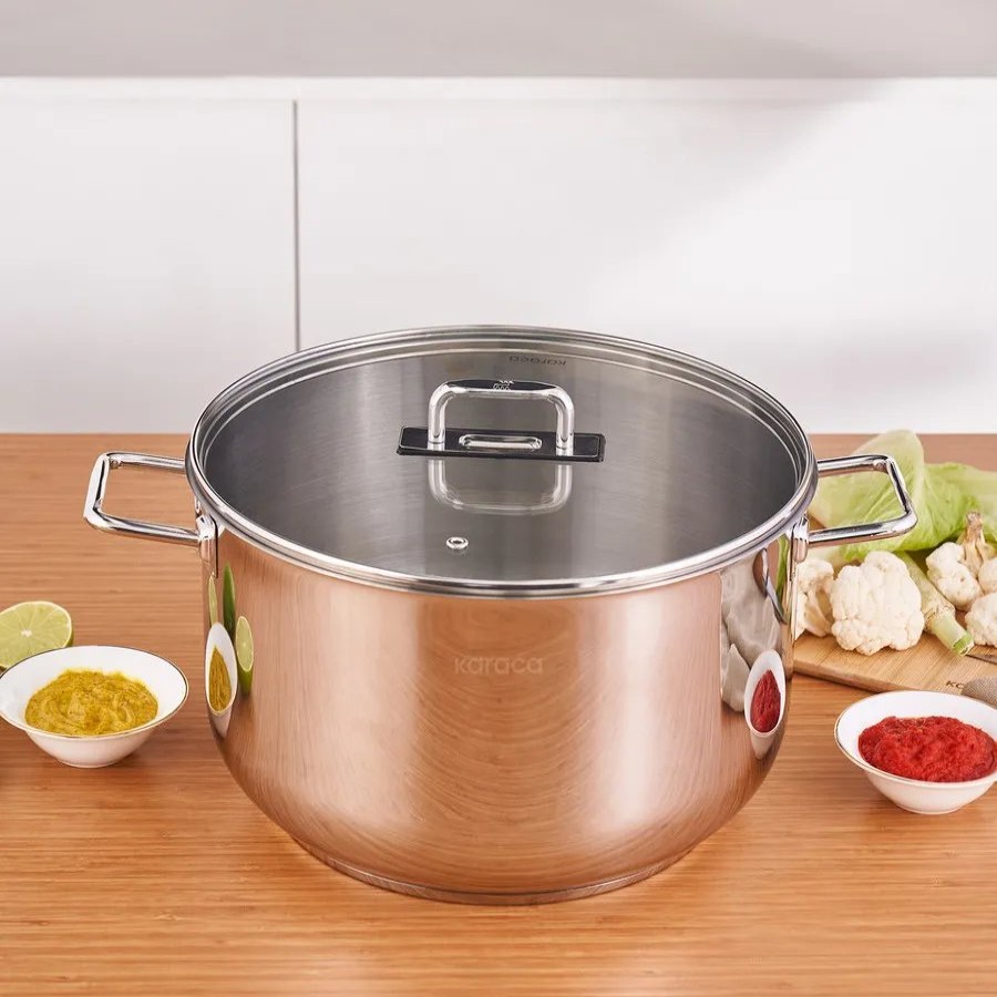 Induction Cookware | Karaca Karaca Grace Stainless Steel Induction Stockpot With Lid, 30Cm, Silver