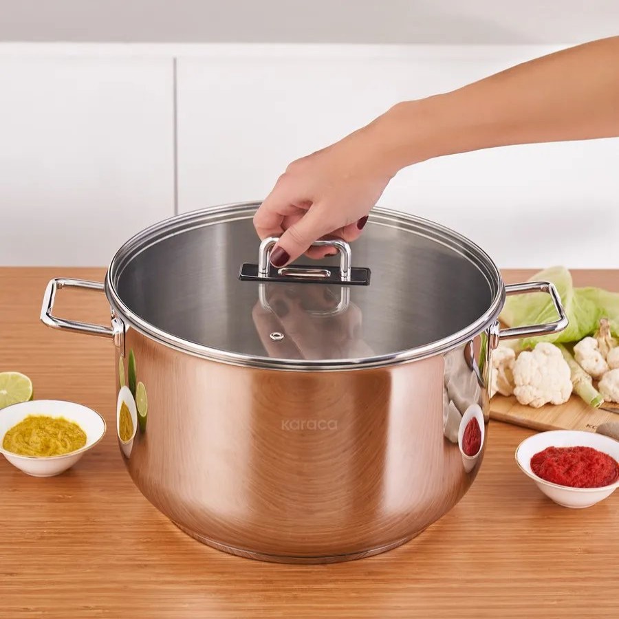 Induction Cookware | Karaca Karaca Grace Stainless Steel Induction Stockpot With Lid, 30Cm, Silver