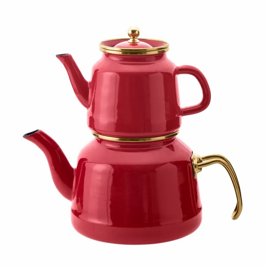 Turkish Teapots | Karaca Karaca Troy Enamel Induction Teapot, 28Cm, Red Gold