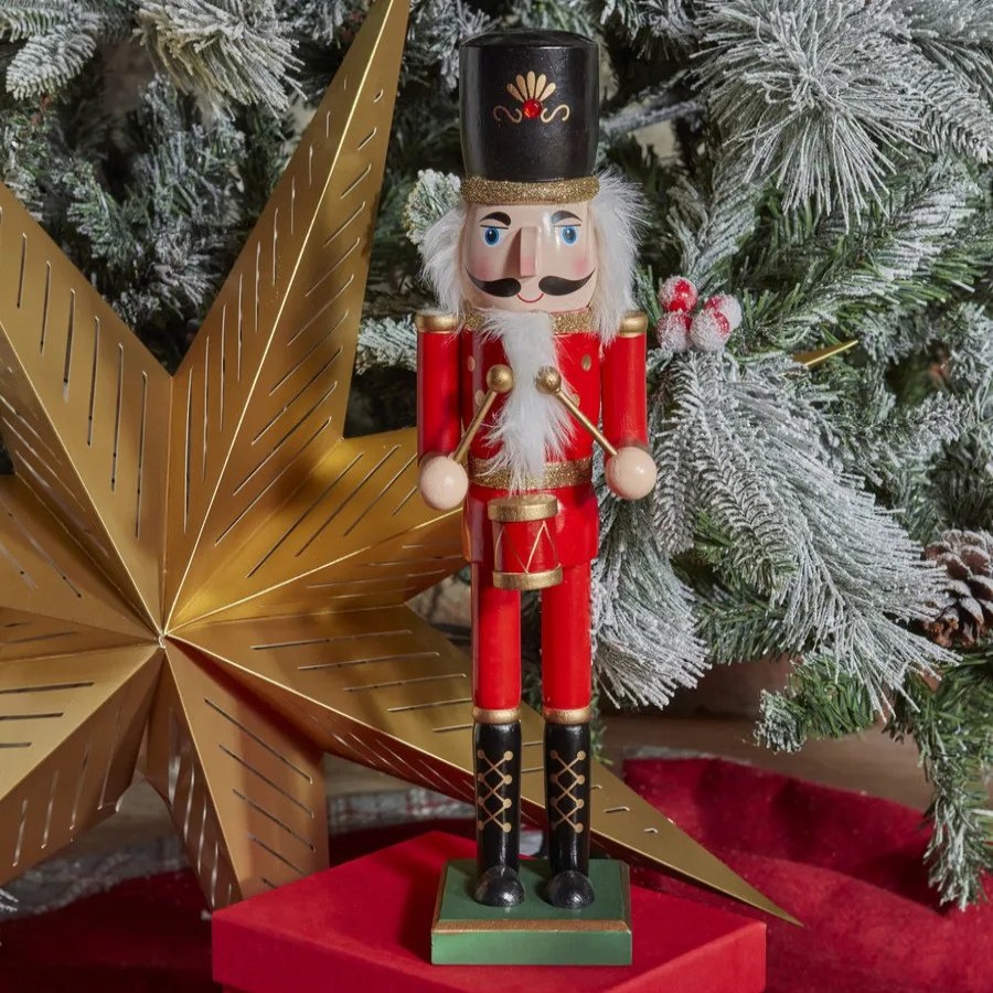 Ornaments | Karaca Home Karaca New Year Christmas Nutcracker With Drums Figure, 38Cm, Red Multi