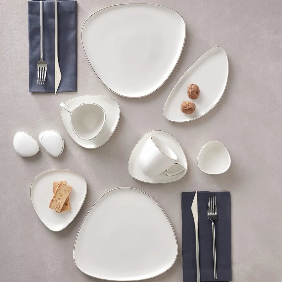 New Bone Breakfast Sets | Karaca Karaca Streamline Tribe 28 Piece New Generation Bone Breakfast Serveware Set For 6 People, White Gold