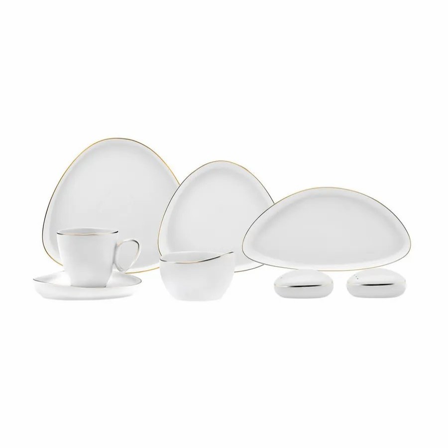 New Bone Breakfast Sets | Karaca Karaca Streamline Tribe 28 Piece New Generation Bone Breakfast Serveware Set For 6 People, White Gold