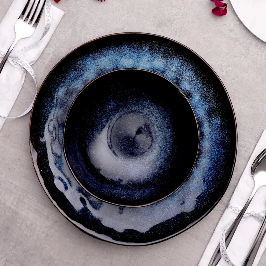 Reactive Glaze Dinner Sets | Karaca Karaca 12-Piece Reactive Glaze Dinner Set For 6 People, Blue