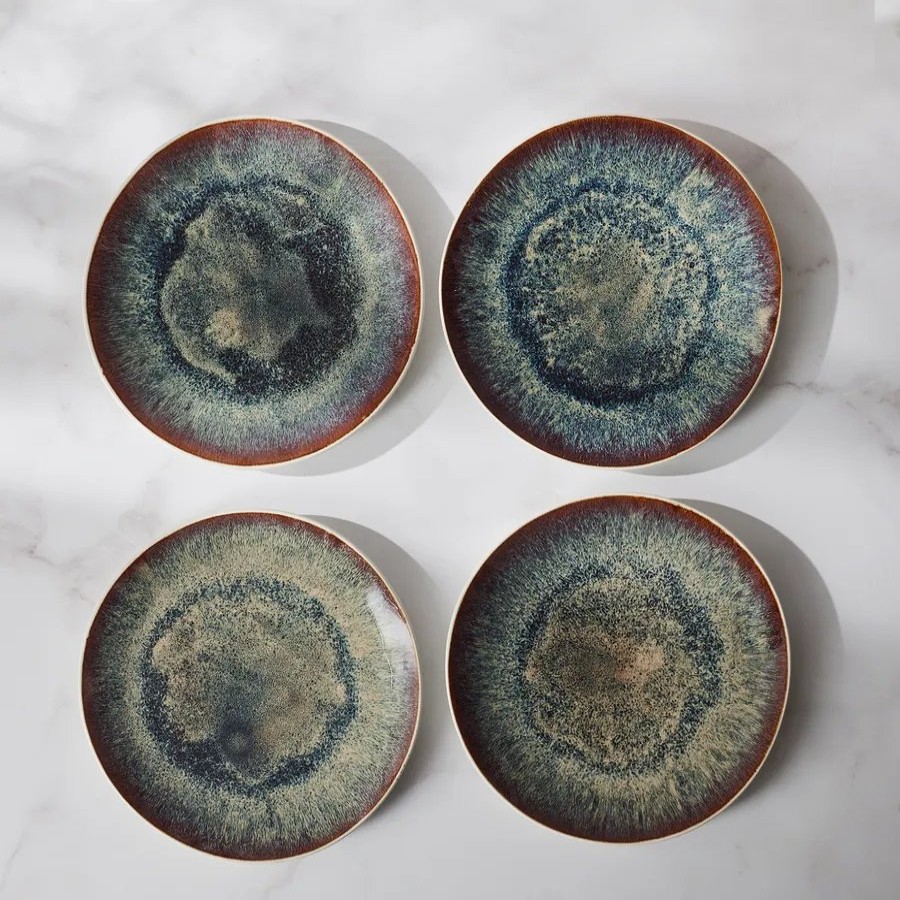 Dinner Plates | Karaca Karaca 4 Piece Galactic Reactive Glaze Dinner Plate Set For 4 People, White Multi