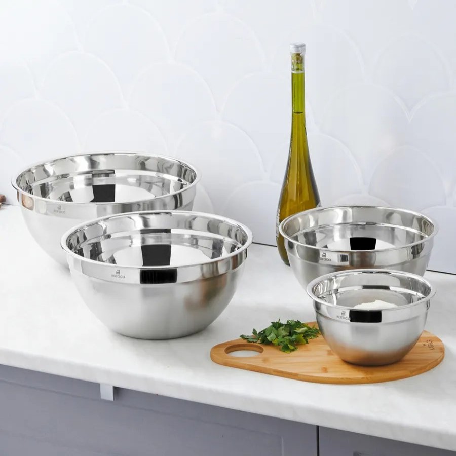 Mixing Bowls | Karaca Karaca 4 Piece Stainless Steel Mixing Bowl Set, Silver