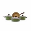 Swiss Crystal Cookware | Karaca Karaca X Refika Birgul Swiss Crystal Nature Pro 7-Piece Non-Stick Cookware Set, Green Brown